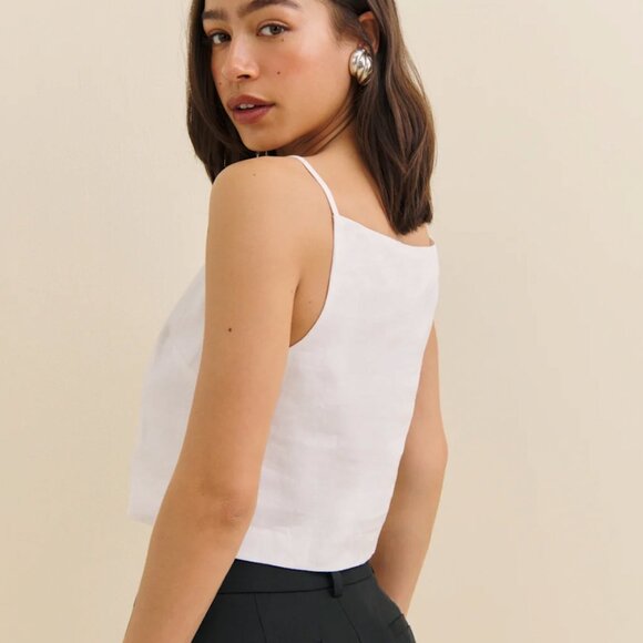 Reformation Kerri Linen Top White Small - Picture 3 of 7